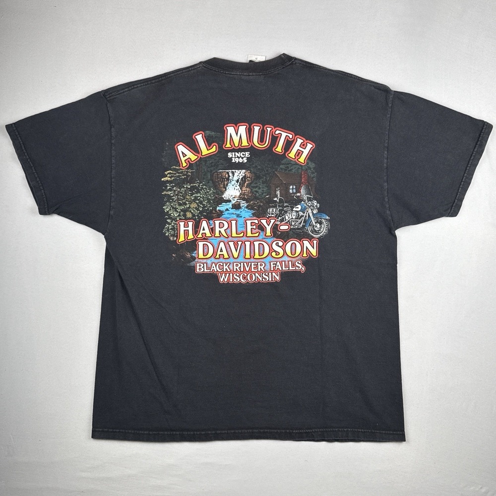 Vintage 1998 Harley Davidson Shirt USA Made Al Muth Wisconsin Back Hit XL - Picture 9 of 16